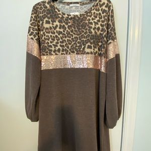 Animal Print Sequins Top
